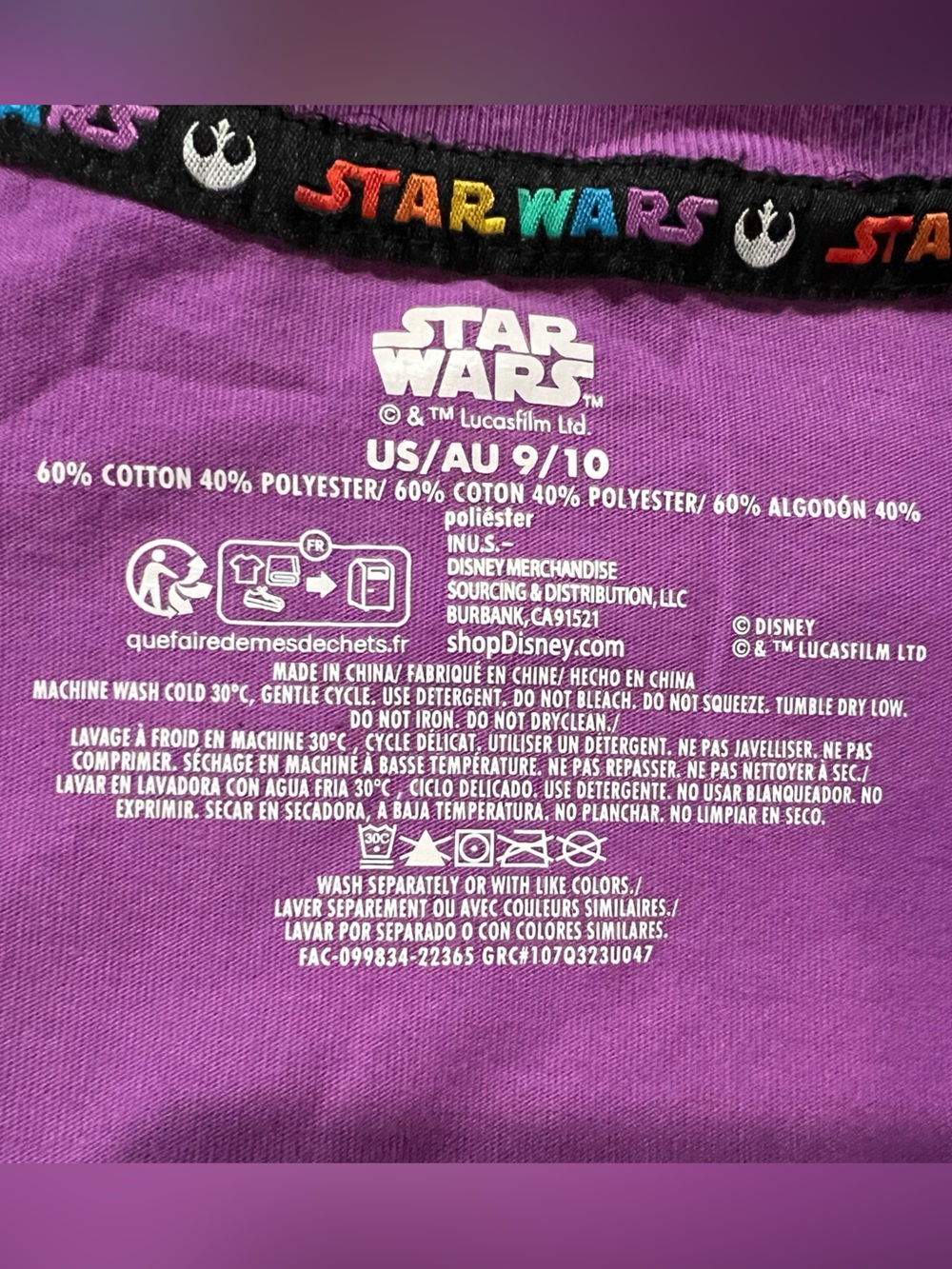EUC Star Wars Purple R2-D2 & BB-8 Graphic Pride Tee - Picture 8 of 10